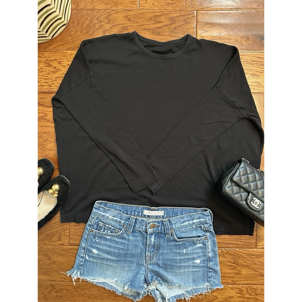 COS Black 100% Cotton Long Sleeve Shirt Oversized Boxy Tee Top See Measurements